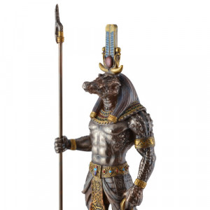 Statueta rasina si bronz, mitologia egipteana, zeul Sobek 29cm - Img 6