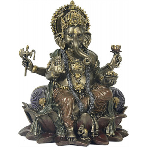 Statueta rasina si bronz, mitologia hindusa, zeul Ganesha 20 cm