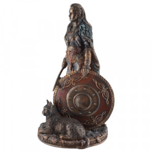 Statueta rasina si bronz, mitologia nordica, Zeita Dragostei Freya 21cm - Img 4