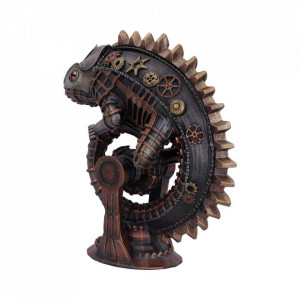 Statueta rasina si bronz, steampunk, Mechanical Chameleon 22.3cm - Img 2