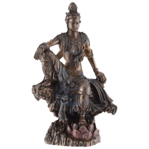 Statueta rasina si bronz zeita asiatica Guan Yi, zeita compasiunii 12 cm