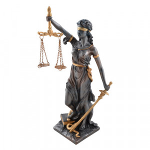 Statueta rasina si bronz, zeita dreptatii Justitia 21cm - Img 2