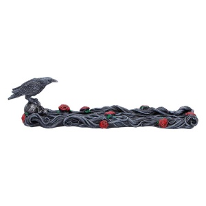 Suport betisoare parfumate Corb Twilight Bloom – decor gotic fantasy pentru colectionari, 28 cm - Img 2