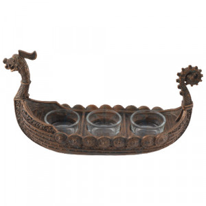Suport lumanari corabie vikinga Drakar 20cm - Img 4
