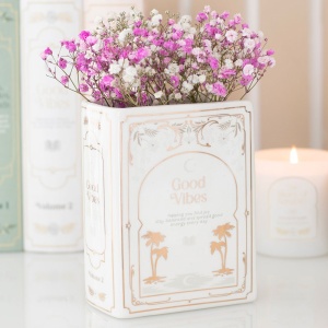 Vaza din ceramica in forma de carte The Book Club - Good Vibes