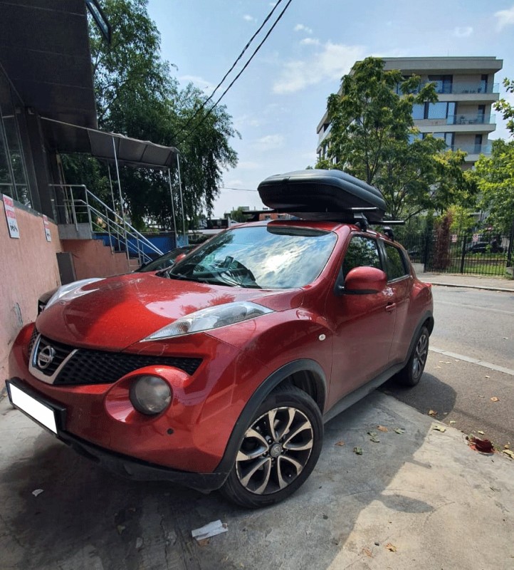 Nissan Juke bare transversale Menabo Tema si cutie portbagaj Carbon Look