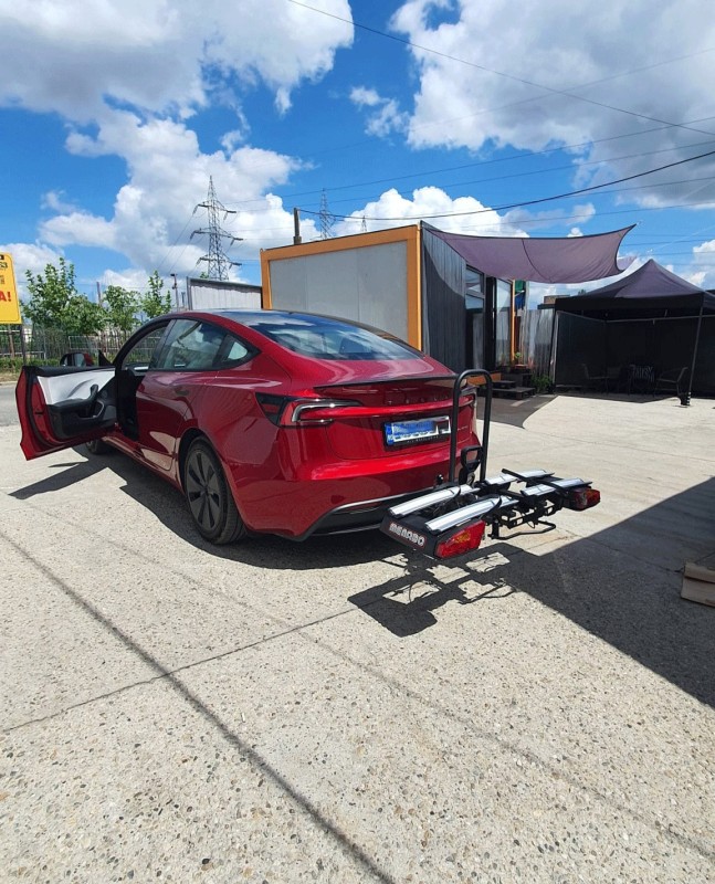 Tesla Model 3 suport bicicleta pe carlig Menabo Antares 2 pliabil