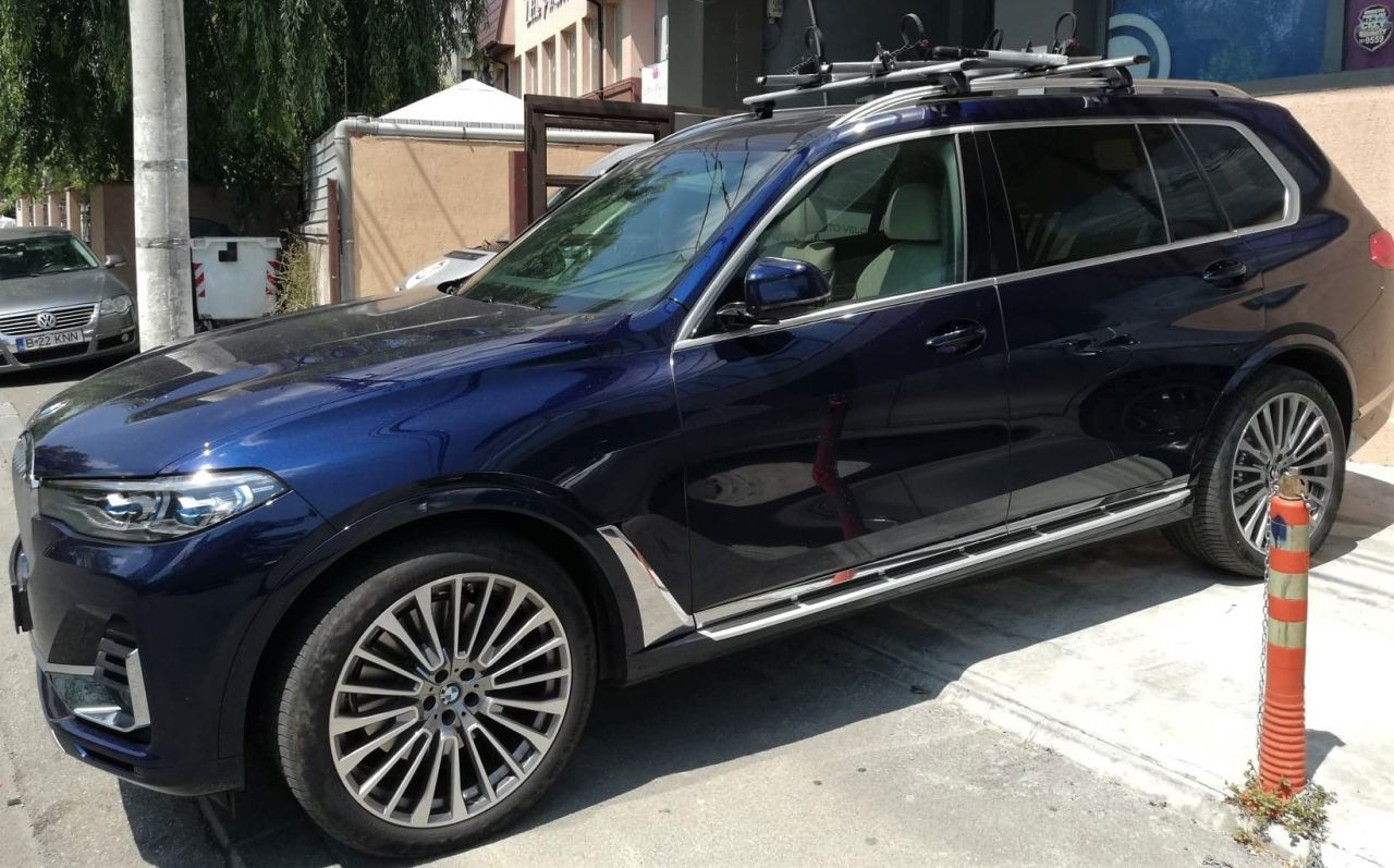 BMW X bare transversale Menabo Jackson XL si suport bicicleta Menabo Juza