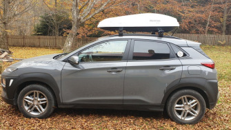 Hyundai Kona bare transversale Menabo Lince Siilver si cutie portbagaj Diamond