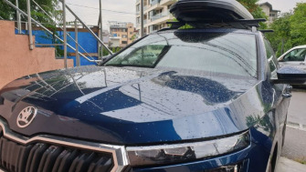 Skoda Kamiq bare transversale Menabo Tiger si cutie portbagaj Menabo Marathon