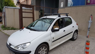 Peugeot 206 bare transversale Menabo Tema si suport bicicleta Menabo Huggy
