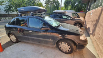 Opel Astra G bare transversale Menabo Tema si cutie portbagaj Menabo Marathon