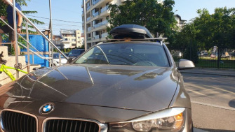 BMW Seria 3 bare transversale Menabo Tiger si cutie portbagaj Menabo Marathon
