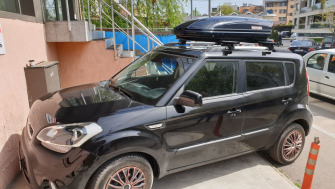 KIA Soul bare transversale Menabo Jackson Black si cutie portbagaj Menabo Mania