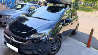 Opel Corsa bare transversale Menabo Delta si cutie portbagaj Menabo Marathon