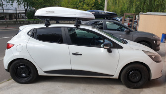 Renault Clio bare transversale Menabo Delta si cutie portbagaj Menabo Diamond