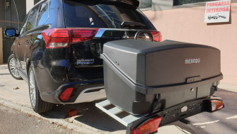 Mitsubishi Outlander suport bicicleta Menabo Alcor 3 si cutie portbagaj Menabo Mizar