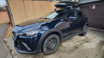 Mazda CX-3 bare transversale Menabo Tema si cutie portbagaj Menabo Marathon