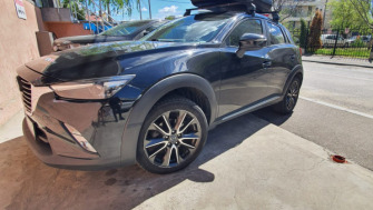 Mazda CX-3 bare transversale Menabo Omega si cutie portbagaj Carbon Look