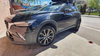 Mazda CX-3 bare transversale Menabo Omega si cutie portbagaj Carbon Look