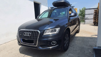 Audi Q5 bare transversale Menabo Elefant si cutie portbagaj Carbon Look