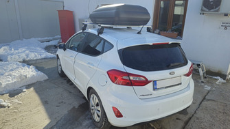 Ford Fiesta VII bare portbagaj Menabo Tema Aluminiu si cutie Carbon Look 320L