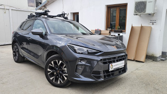 Cupra Terramar 2025 bare transversale Menabo Ariem Black si suport bicicleta Menabo Motus Black