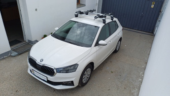 Skoda Fabia IV cu bare transversale  Menabo Omega Plus Aluminiu si suport de bicicleta Thule Thule ProRide 598