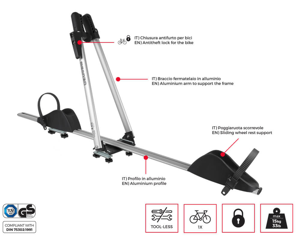 Suport biciclete pe bare transversale