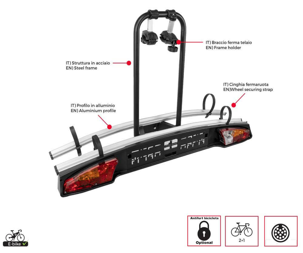 Suport pe carligul de remorcare Menabo Suport bicicleta pe carlig Menabo Merak