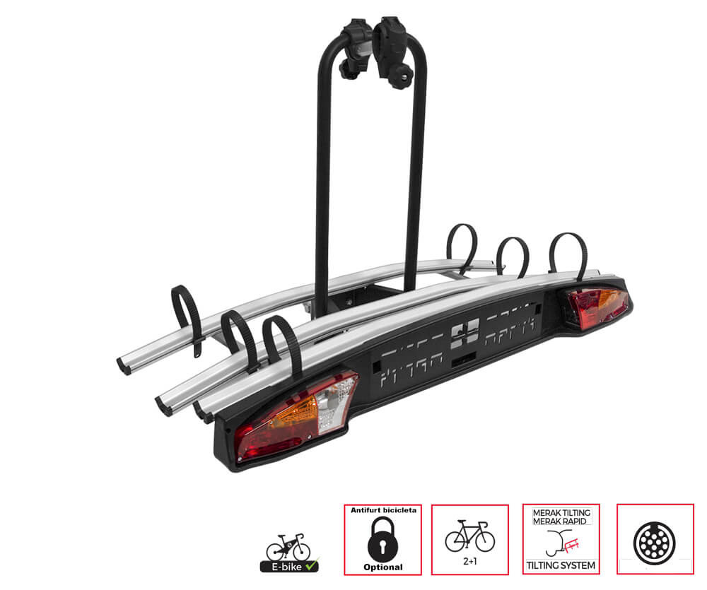 Suport pe carligul de remorcare Menabo Suport bicicleta pe carlig Menabo Merak Plus pentru 3 biciclete