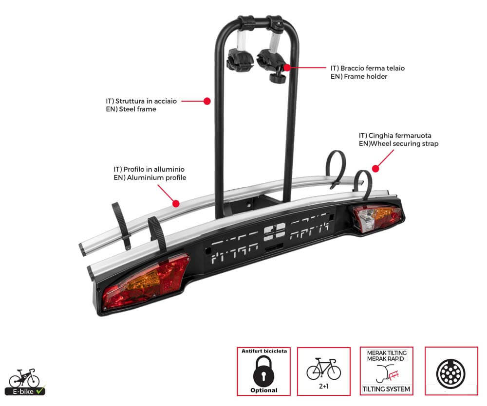 Suport pe carligul de remorcare Menabo Suport bicicleta pe carlig Menabo Merak