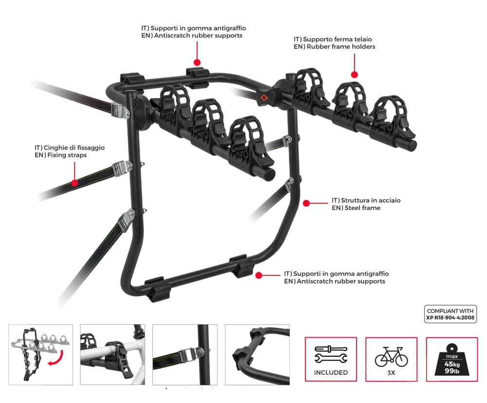 Suport bicicleta pe haion sau portbagaj Menabo Mistral Suport bicicleta cu prindere pe haion sau portbagaj
