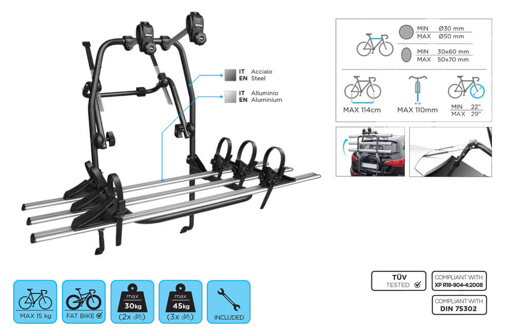 Suport bicicleta pe haion sau portbagaj Menabo Polaris 3 Suport bicicleta cu prindere pe haion sau portbagaj