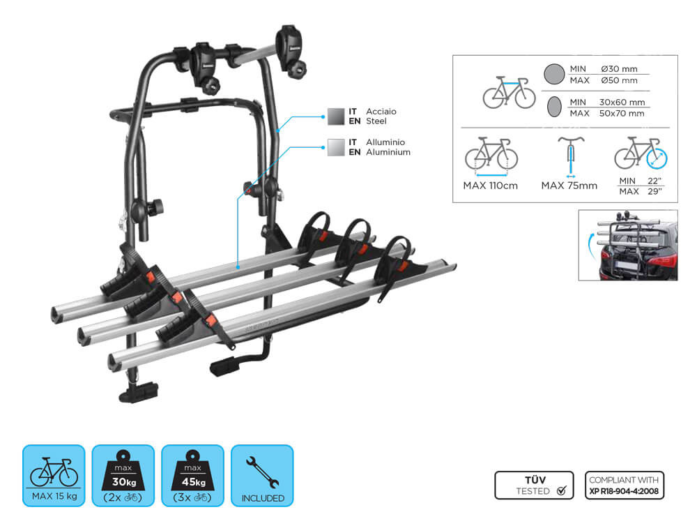 Suport bicicleta pe haion sau portbagaj Menabo Stand Up 2 Suport bicicleta cu prindere pe haion sau portbagaj