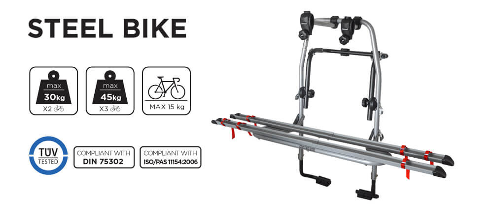 Suport bicicleta pe haion sau portbagaj Menabo Steel Bike 3 Suport bicicleta cu prindere pe haion sau portbagaj