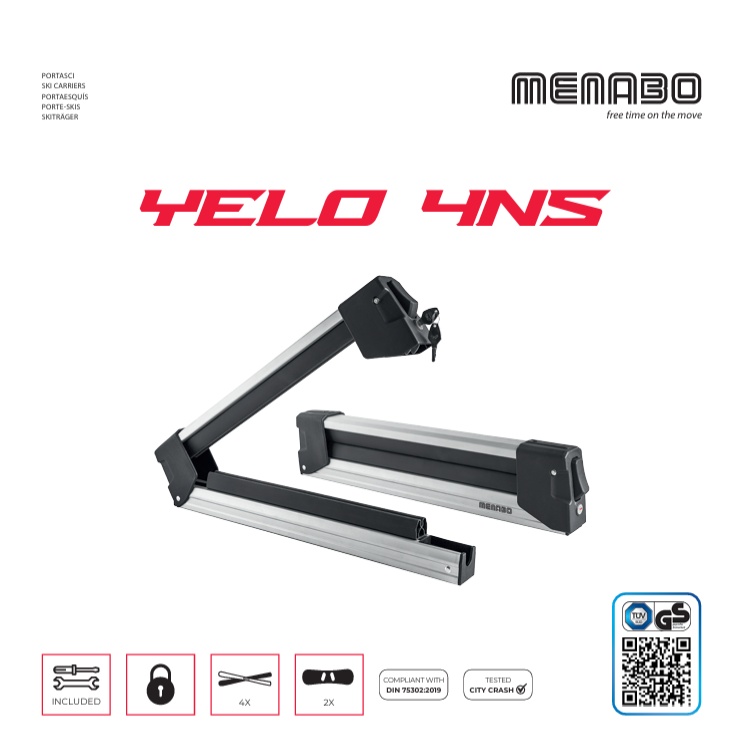 Suport schi snowboard Menabo Yelo 4 Silver pe bare transversale, 4 perechi ski / 2 snowboard - 3 | YEO