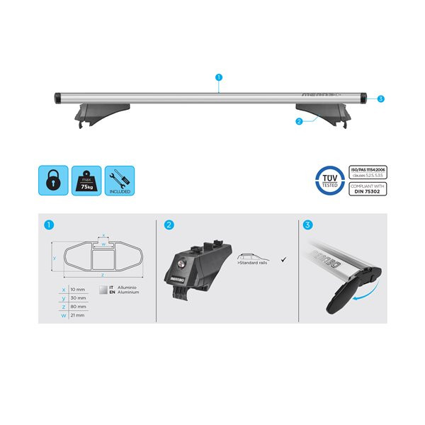 Bare transversale aluminiu Menabo Blade M pentru Citroen C4 Cactus, model 2014-2018 - 1 | YEO