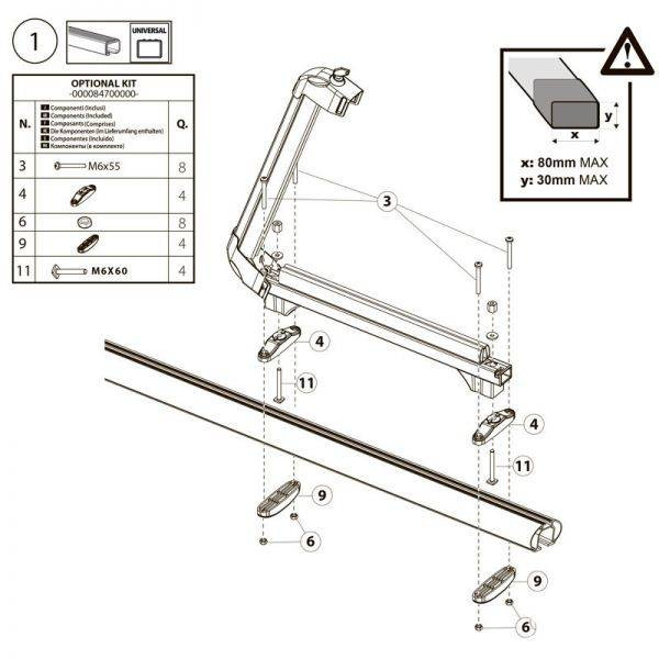 Kit optional prindere suport schi/snowboard Menabo Iceberg - 2 | YEO