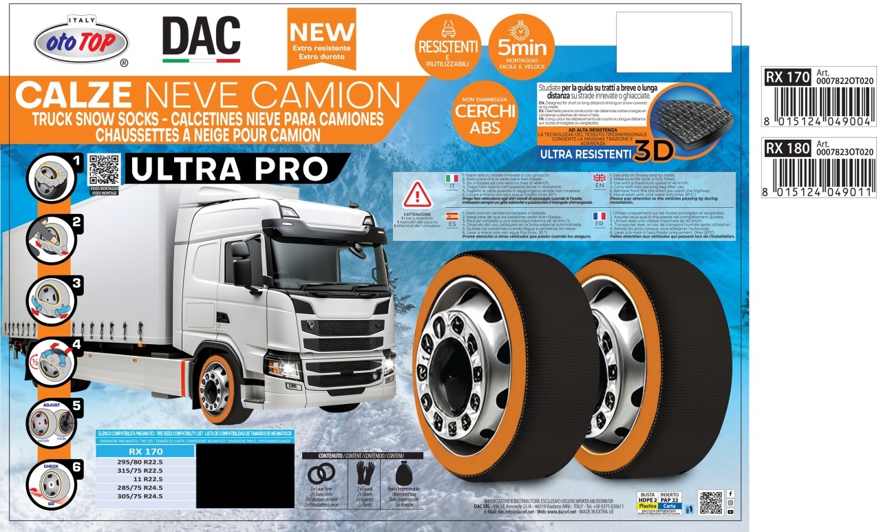 Lanturi auto textile, huse antiderapante camion/autoutilitare 315/75 R22.5, DAC Ultra Pro RX 170 - 2 | YEO