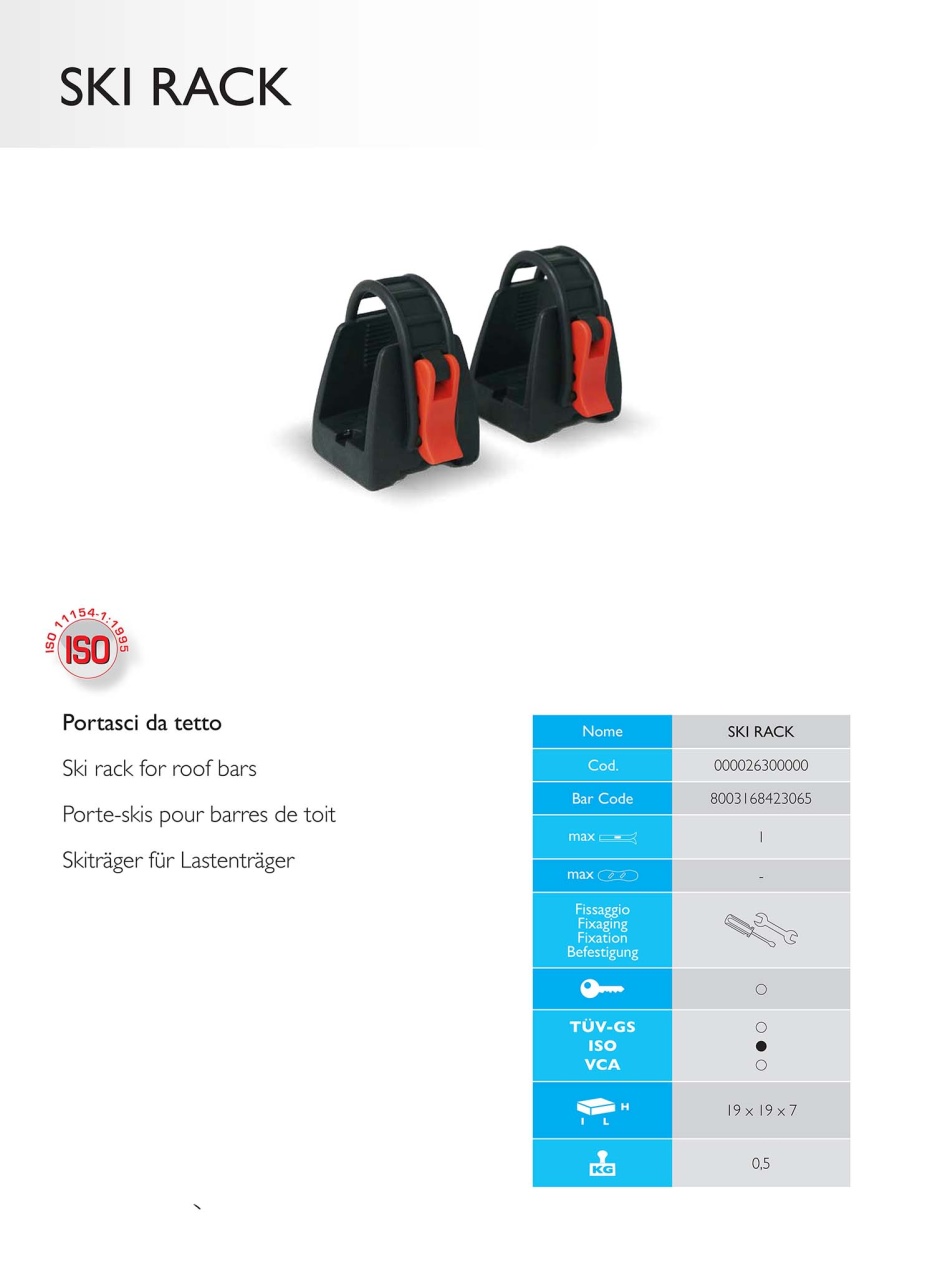 Suport schi Menabo Ski Rack pe bare transversale, 1 pereche schiuri - 3 | YEO