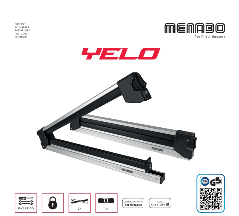 Suport schi snowboard Menabo Yelo 6 Silver glisabil, pe bare transversale, 6 perechi ski / 4 snowboard - 1 | YEO