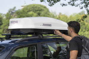 Roof box Menabo Satellite 330 ABS White, 141x77x34cm - Img 7