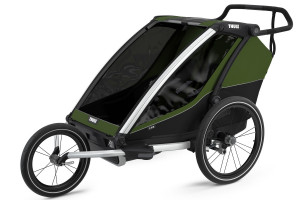 Thule Chariot Cab 2 multisport trailer for 2 children, Aluminium/Cypress Green - Img 4
