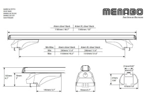 Bare transversale Menabo Ariem Black XL pentru bare longitudinale - Img 7