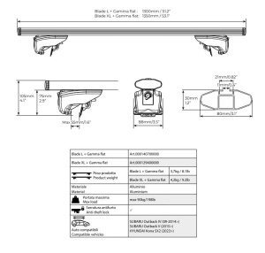 Bare transversale Menabo Blade Silver XL cu talpi Gamma Flat - Img 8