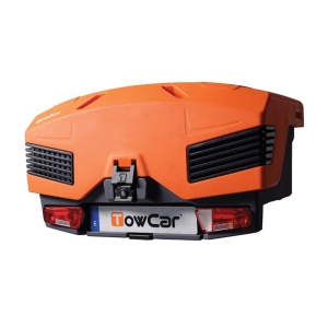 Roof box on tow bar TowBox Evo, Sport orange