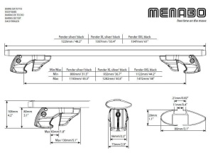 Bare transversale Menabo Fender Silver XL pentru bare longitudinale - Img 7