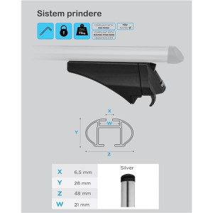 Menabo Tiger Silver roof bars for Seat Leon IV (MK4) Sportourer (without trapa) 2020+ - Img 7