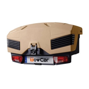 Roof box on tow bar TowBox Evo, Camel Bej